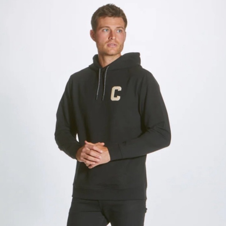 Cuts Clothing Black Hoodie With Cream 'C' Patch